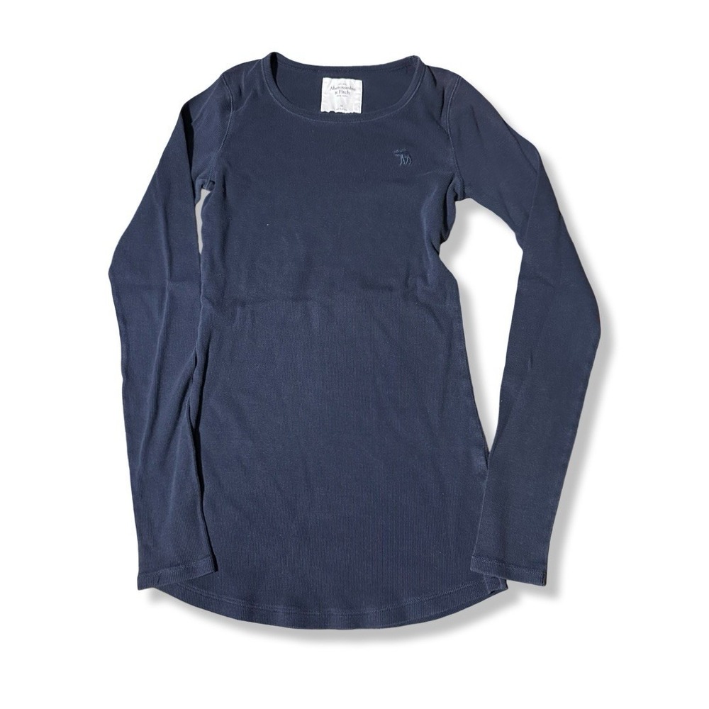 VTG Abercrombie and Fitch Kids Babydoll Top Sz M Blue Long Sleeve Bella Swan Y2K